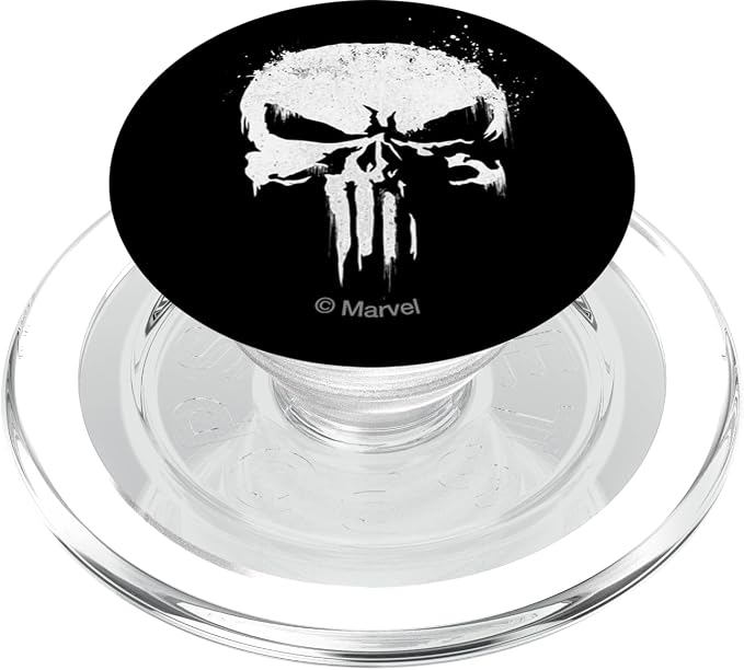 Marvel The Punisher White Ink Splatter Skull Logo PopSockets Adhesive PopGrip