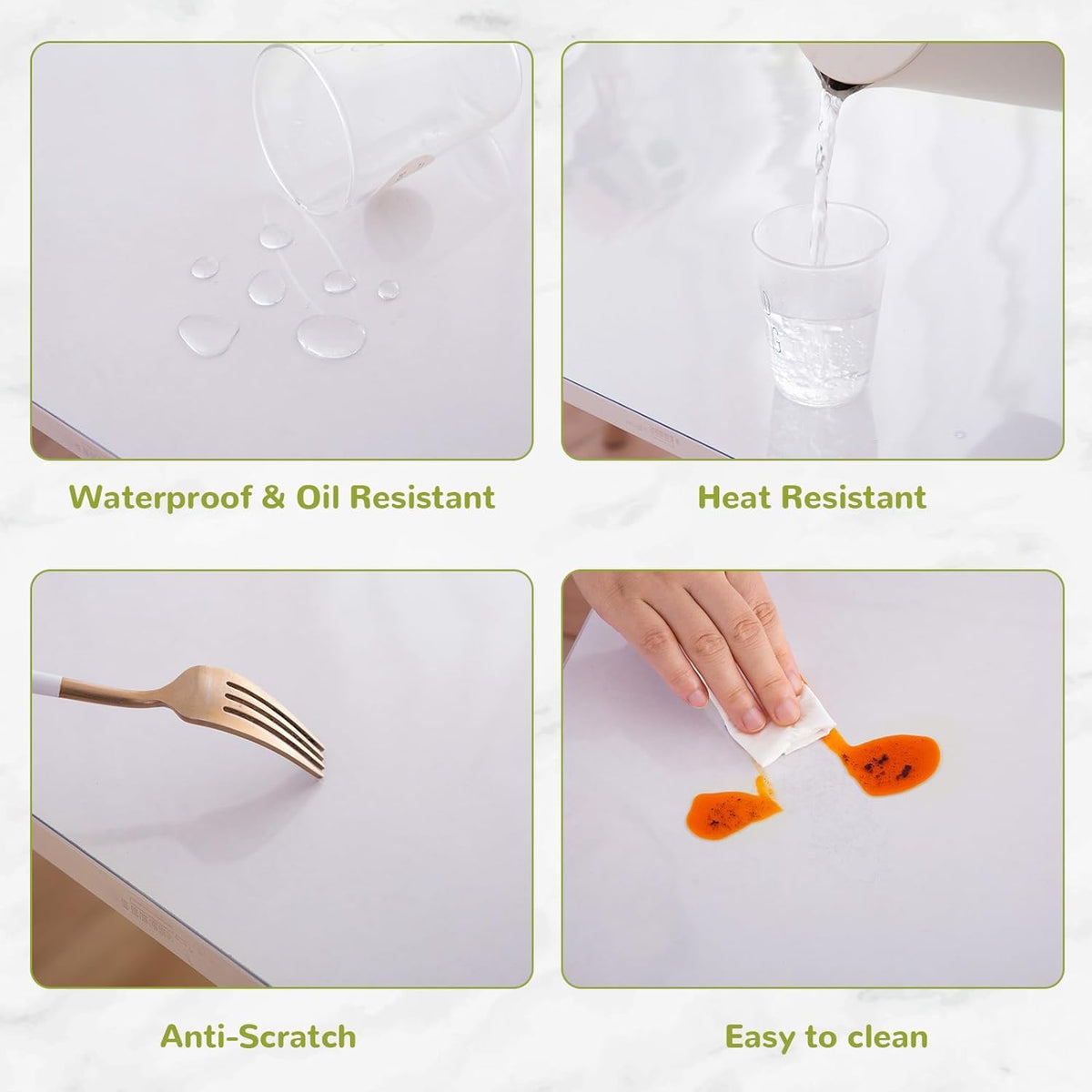 Eisdroma 32 x 60 Inch Clear Table Cover Protector, Clear Table Protector for Dining Room Table, 1.5mm Plastic Table Cover, Waterproof Table Pad for Kitchen, Office