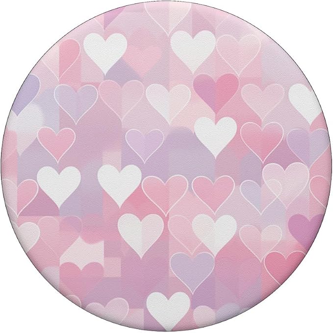 Pink Heart Pattern Valentines Day PopSockets Adhesive PopGrip