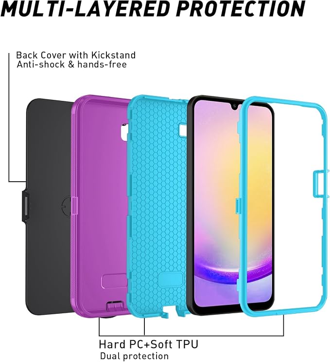 for Samsung Galaxy A17 5G caseA16 5G Heavy Duty casewith A Tempered Glass Screen Protector [Military Grade Protective ] [Shockproof] [Dropproof] [Dust-Proof]for Galaxy A17 / A16(Black)