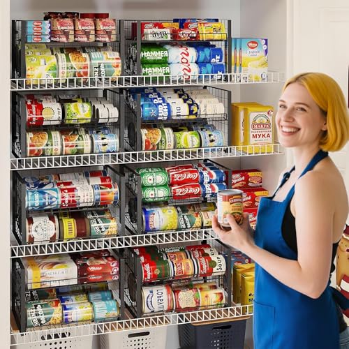 JKsmart 2-Tier Stackable Rack Organizer for Pantry, Adjustable Dispenser Holds Up to 88 Cans, Storage Holder for Various Ounces of Canned Drinks, Black, 3 Pack - size: 2 Tier - 3Pack