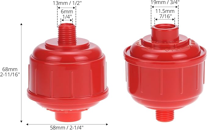 QWORK 10 Pack Disposable Mini Air Water Trap Filters, 1/4" Threads, Spray Gun