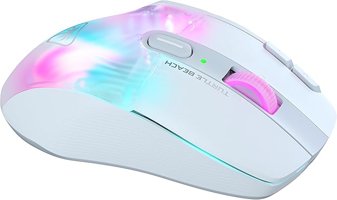 Turtle Beach Kone XP Air Wireless RGB Gaming Mouse, 19000 DPI Optical Sensor, 100-hour Rechargeable Battery & Charging Dock, 29 Programmable Inputs, Ergonomic Design, Bluetooth, 4D Wheel – White