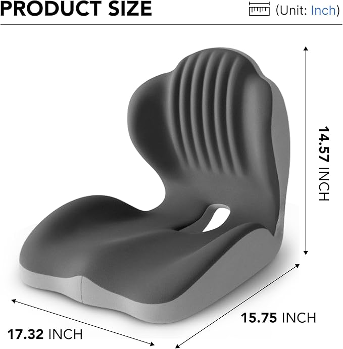 Ergonomic Waist Support and seat Cushion, 2-in-1 Memory Foam pad, Hollow Design for The Coccyx, Suitable for Office Chairs, car Safety Seats and Household use - relieves Lower Back and Hip Pain