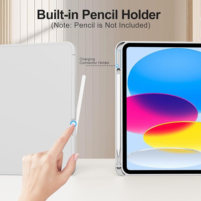 for iPad (A16) 11th Generation Case 11 Inch 2025 Black | for iPad 10th Generation Case 10.9 Inch 2022 with Pencil Holder Smart Trifold Stand Slim Protective Cover Auto Wake/Sleep
