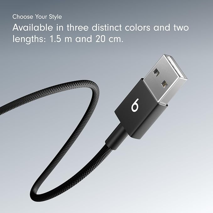 Beats 240W USB-C to USB-C Braided Cable Fast Charging Durable/Tangle Free Compatible with Apple and Android Devices (3 m/10 ft) – Bolt Black