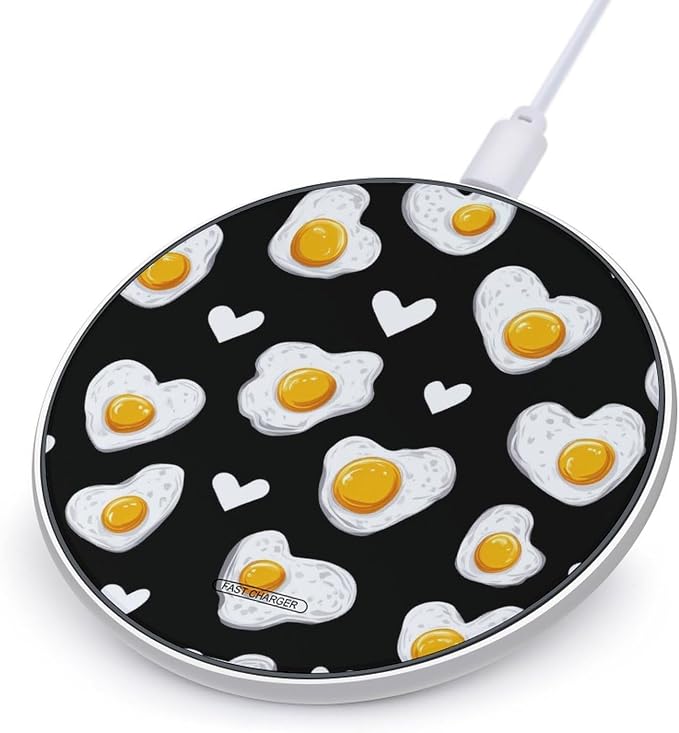 Fried Eggs Pattern Wireless Charger SlimWireless Charging Pad Anti-Slip Charger Mat for Men Women