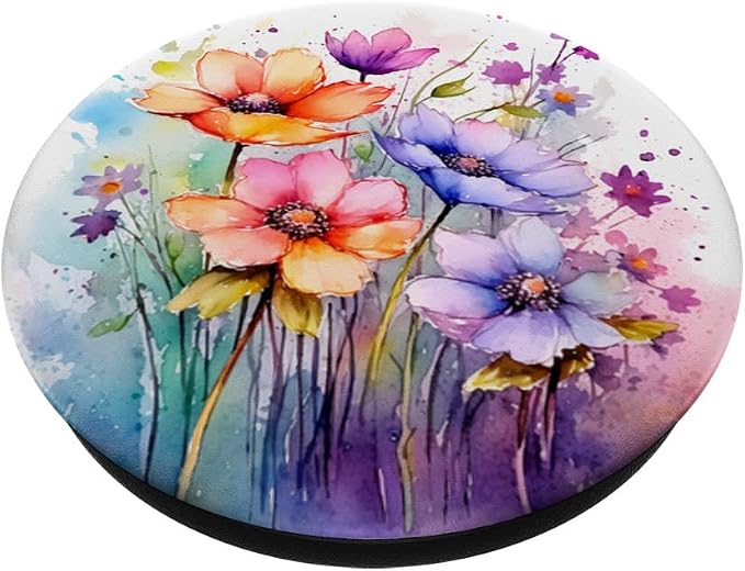 Wildflower Watercolor Flowers Design Floral Garden PopSockets Adhesive PopGrip