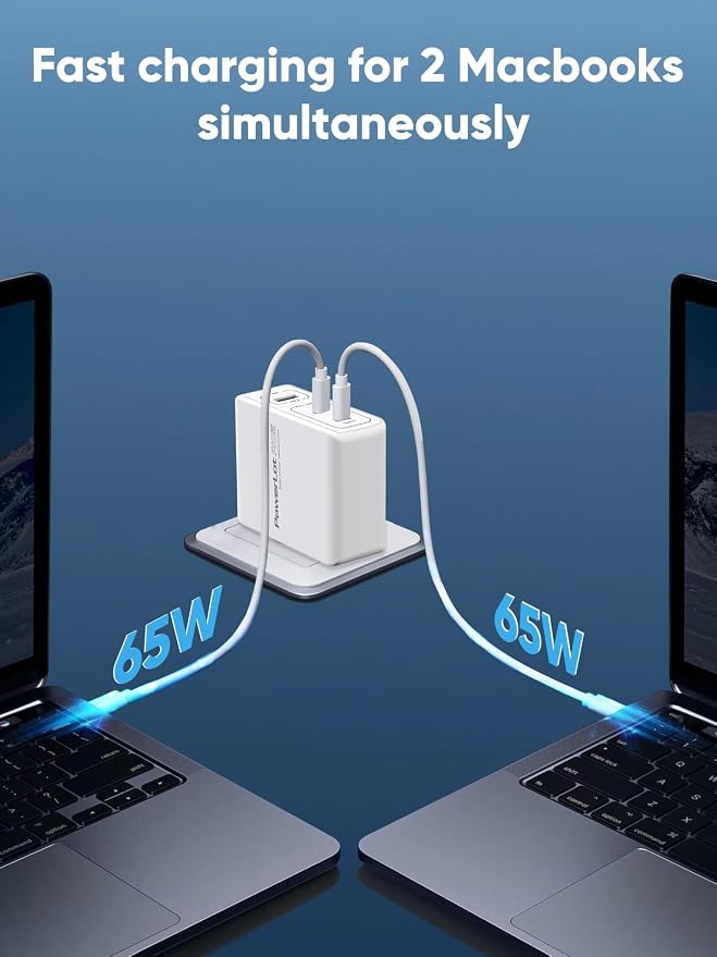PowerLot 140W GaN PD Power Adapter18W USB-A Charger PD3.1 140W Type C Wall Charger or MacBook Pro 16'' Dell XPS iPhone 16/15 Pro Max iPad Pro ChromebookTablet