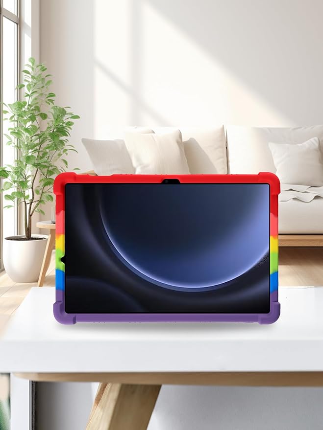 for Samsung Galaxy Tab S10 FE 11 Inch Tablets CaseBOVUGAC Soft Silicone Adjustable Stand Shockproof Kids Friendly for 10 Inch Tablets(Black)