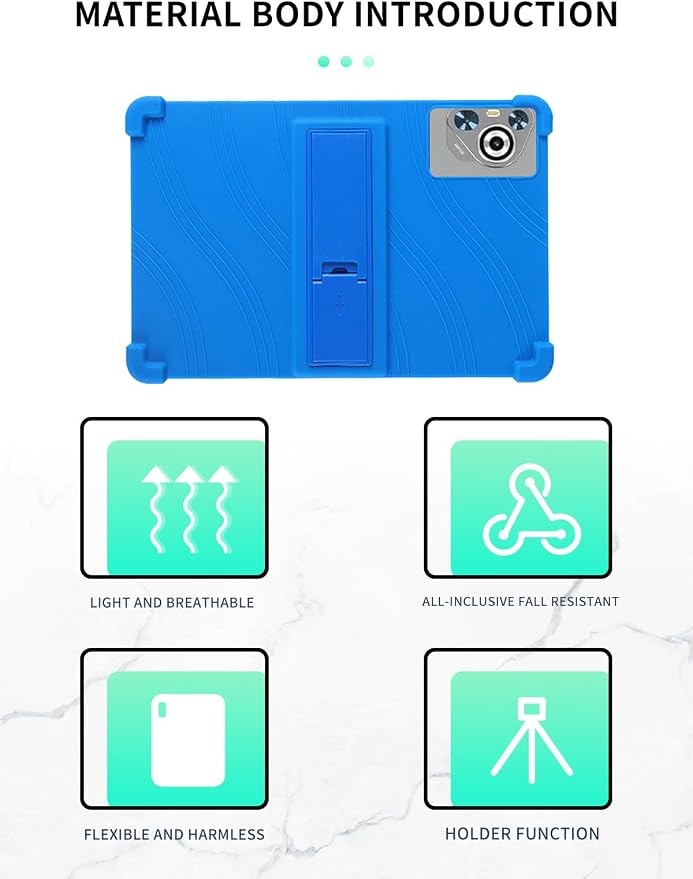 Case for Dghrti TAB30 2025 Android 14 Tablet 10.1 Inch，WUNIAK Shock Proof Lightweight Stand Rubber Shell Protective CoverKids Friendly Soft Silicone Adjustable Stand CoverBlack