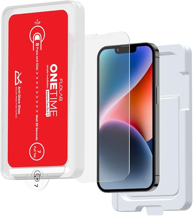 FLOLAB NanoArmour ONETIME Case Friendly for iPhone 14 Plus / 13 Pro Max Screen Protector the Best Tempered Glass - Durable Smooth as Butter Easy to Install Guaranteed. (Dust Free) Transparent