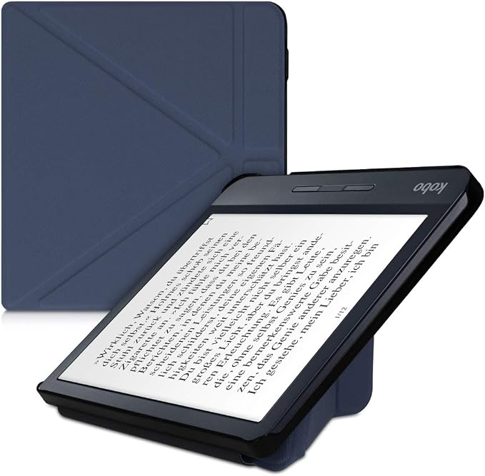 kwmobile Cover for Kobo Libra H2O Case - Slim PU Leather eReader Cover with Stand and auto Sleep funktion - Dark Blue