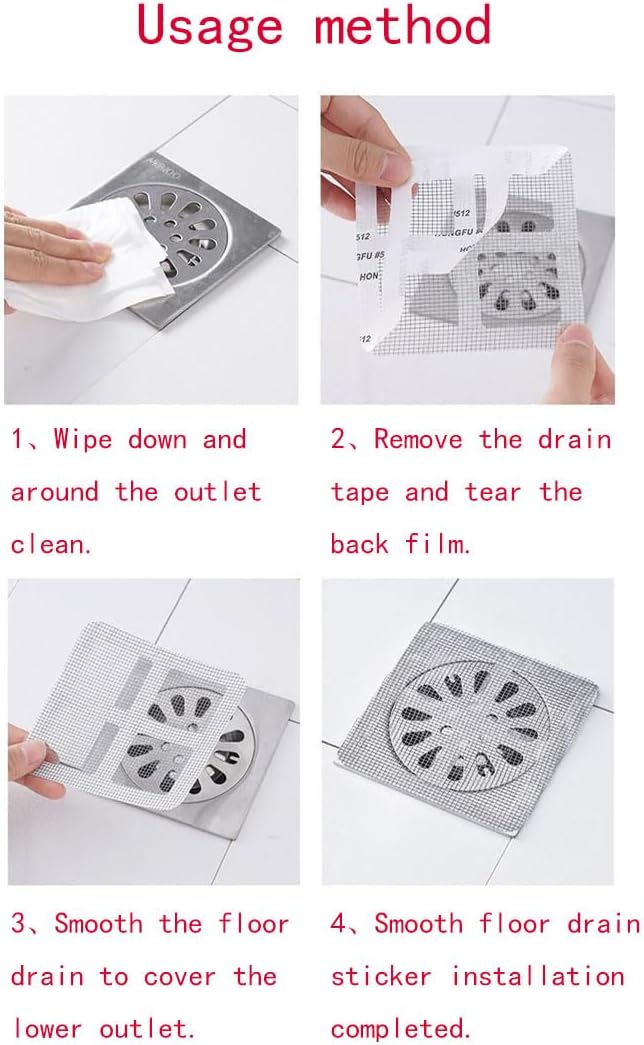 Disposable Floor Drain Sticker, Hair Drain Catcher, Shower Drain Square Mesh