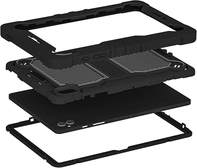 TJS Compatible with Boost Celero 5G Tab Tough Tablet Case (Black) | Strong Kickstand Hybrid Case Cover for Celero 5G Tab