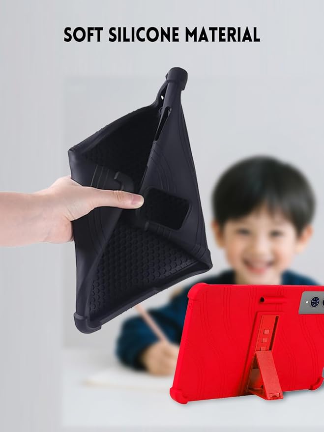 Case for TECLAST T65 Tablet 13.4 Inch (Black) | Soft Silicone Kids Friendly Protective Cover with Adjustable Stand and Pen Holder Drop-Proof