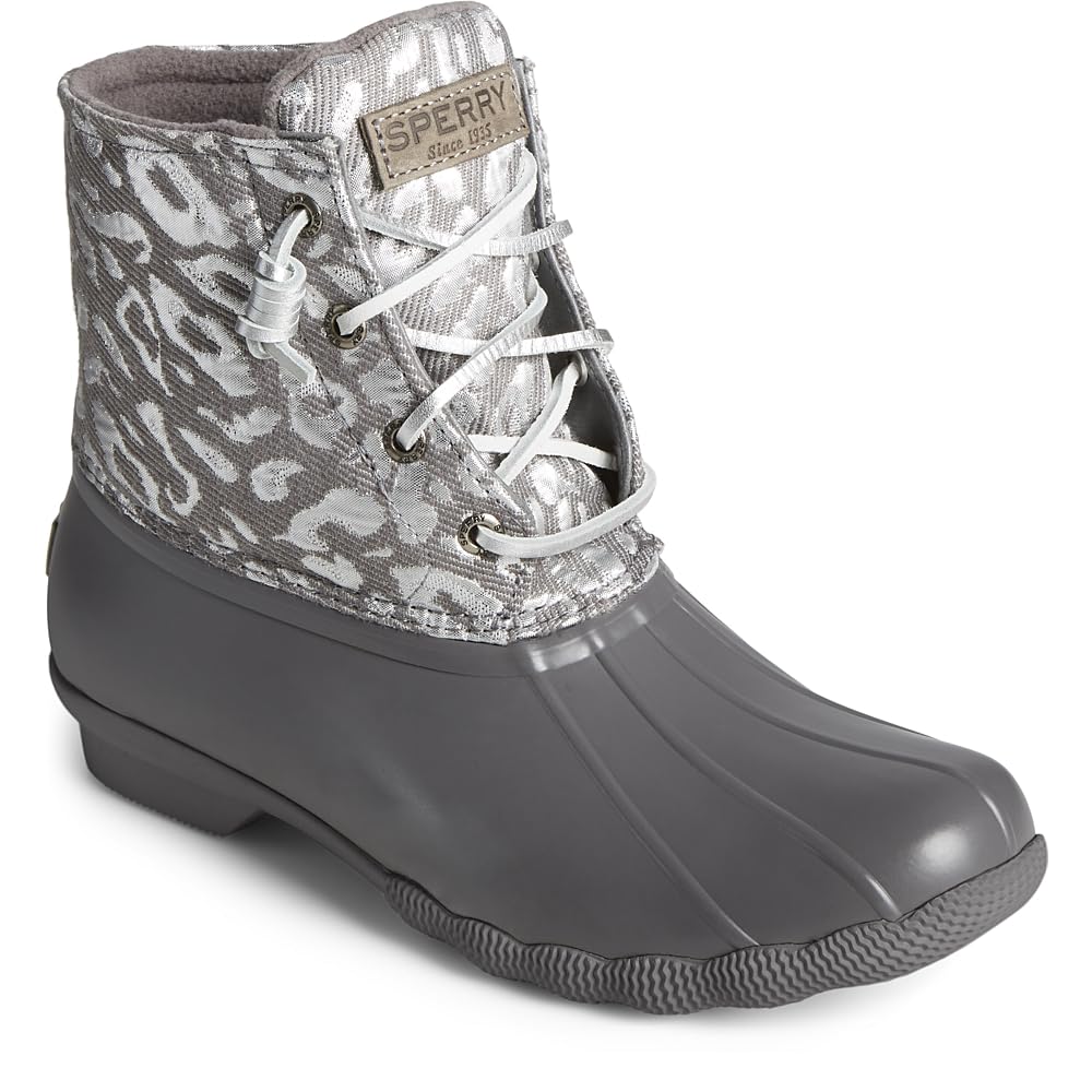 Sperry Ladies Footwear Women's Saltwater Seasonal Rain Boot, Silver Leopard, 5