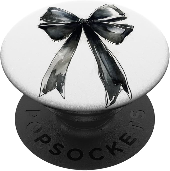 Girly | Bow in Watercolor || Coquette | Aesthetic Black Bow PopSockets Adhesive PopGrip