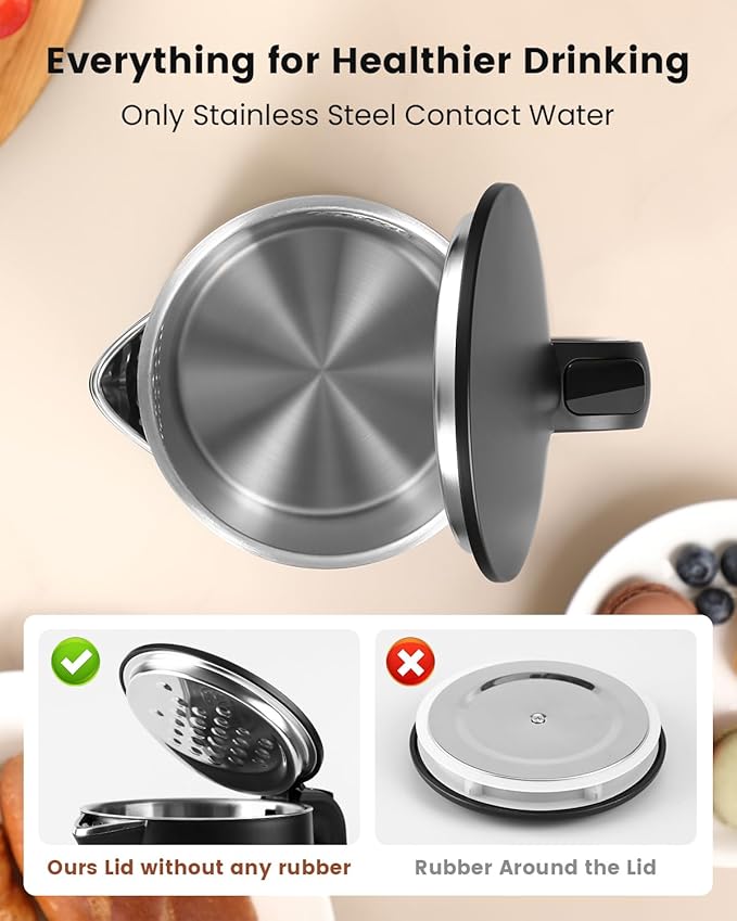 SKOBOIL Electric Kettle Small for Tea & Coffee, 0.8L (27OZ) Double Wall Stainless Steel Hot Water Boiler, Fast Boiling Water Heater & Teapot with Auto Shut-Off, Boil-Dry Protection