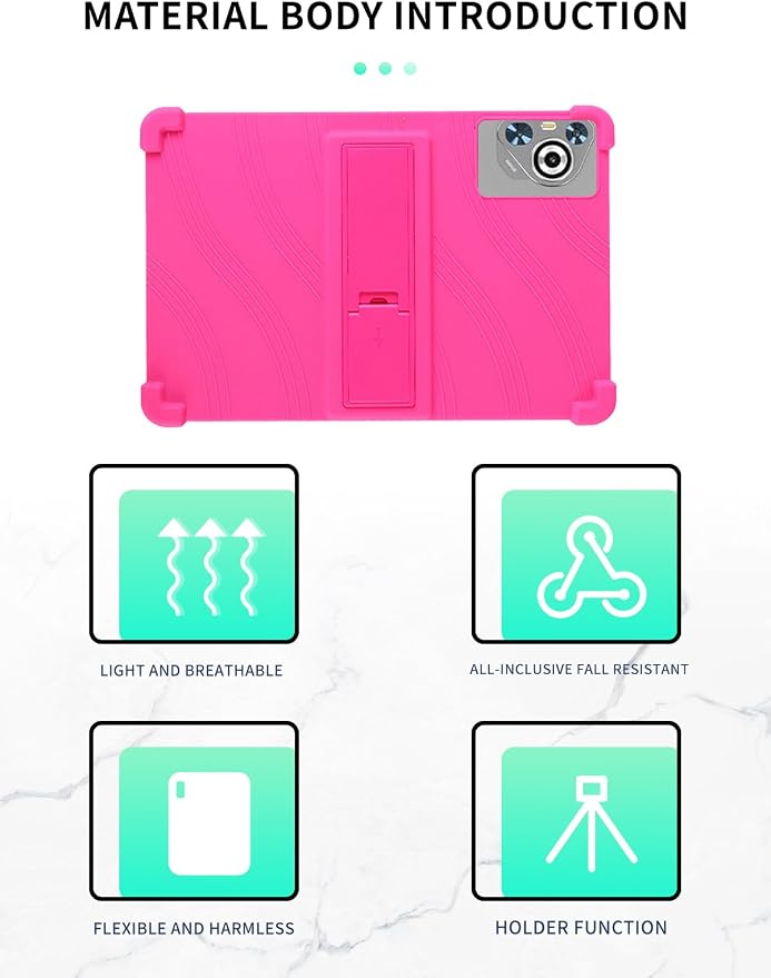 Case for Dghrti TAB30 2025 Android 14 Tablet 10.1 Inch，WUNIAK Shock Proof Lightweight Stand Rubber Shell Protective CoverKids Friendly Soft Silicone Adjustable Stand CoverBlack