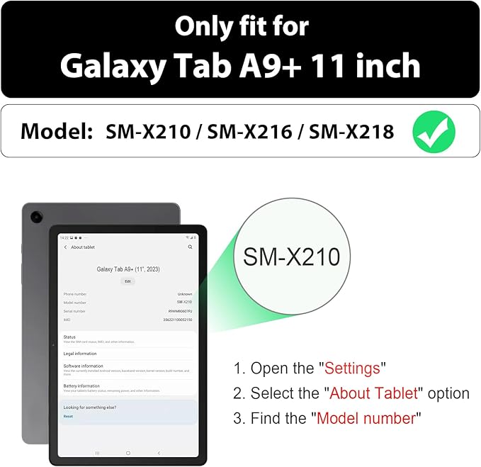 SEYMAC Case for Samsung Galaxy Tab A9+ Plus/A11+ Plus 11 Inch Full-body Shockproof Protective Case with Rotating Stand Screen Protector Hand/Shoulder Strap and Pen Holder Black | Heavy Duty Shockp