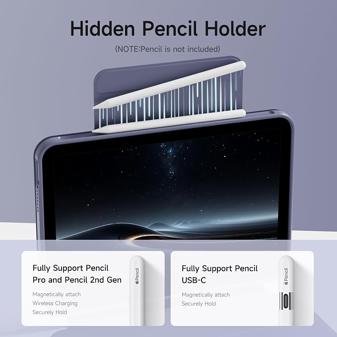 kenke Smart Case for iPad mini 7 A17 Pro/iPad mini 6 8.3 Inch Black | iPad Mini Case 2024/2021 Detachable Magnetic Clear Hard PC Back Slim Trifold Stand Cover Auto Wake/Sleep Touch ID