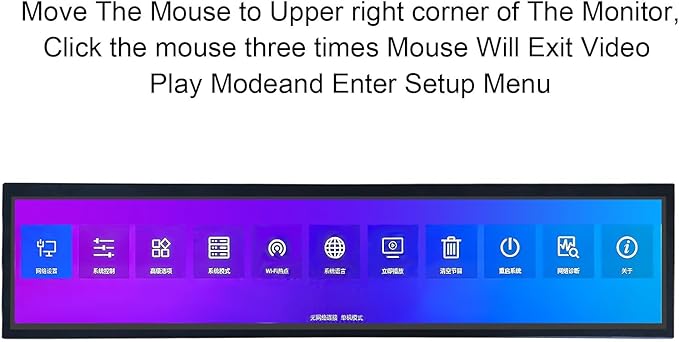 VSDISPLAY 21.3" Ultra Wide Bar Display 1920x360 IPS Digital Signage Monitor with USB Auto-Play, Image Rotation, and Mounting Holes for Advertising