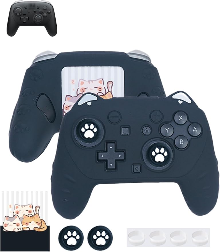 Case for Nintendo Switch 2 Pro ControllerUYRUREL Premium Sillence MaterialShock-Absorbing and Anti Drop Protection Soft Shellwith Stickers and Thumb GripsBlack.