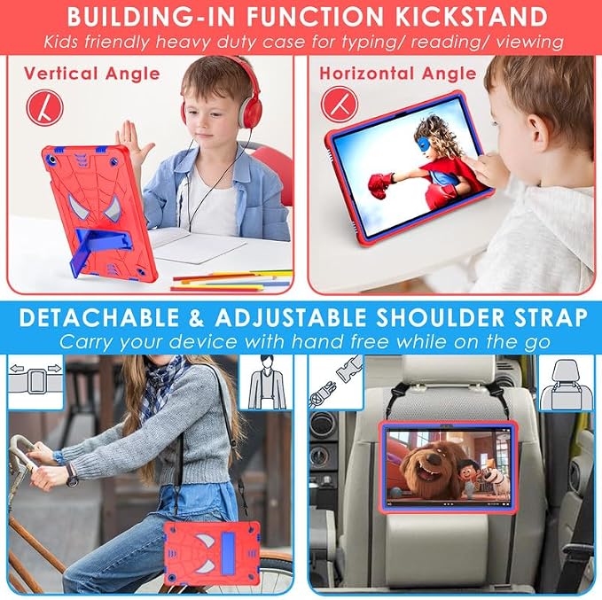 DETUOSI Case for Samsung Galaxy Tab A11+ Plus 11 2025/ A9+ Plus 2023 with Shoulder Strap 3-Layers Hybrid Heavy Duty Full-Body Shockproof4-Angles Viewing Protective Cover