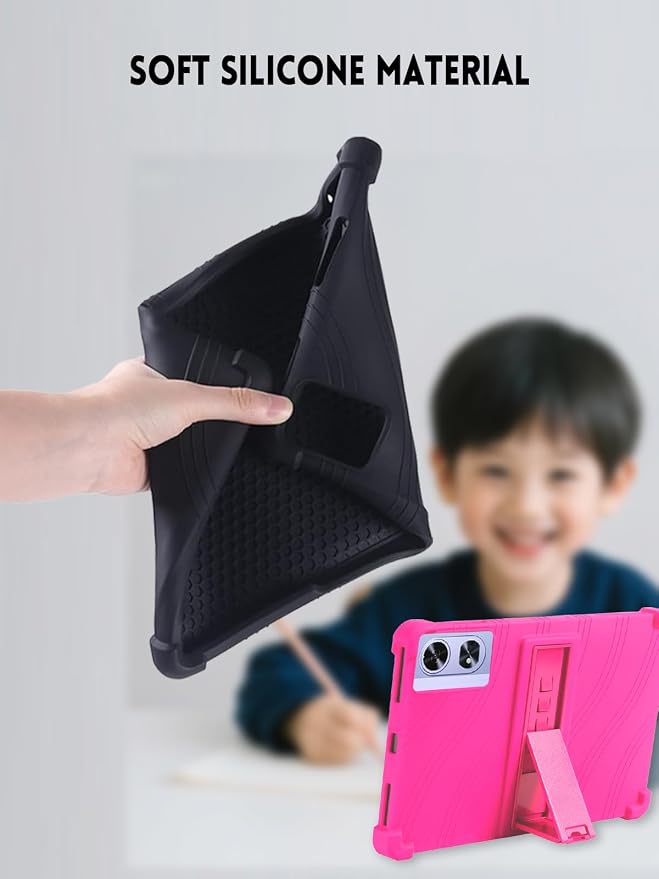 Case for POCKAM P11 Pro Android 16 Tablet 11 Inch (Black) | Soft Silicone Kids Friendly Protective Cover with Adjustable Stand Drop-Proof