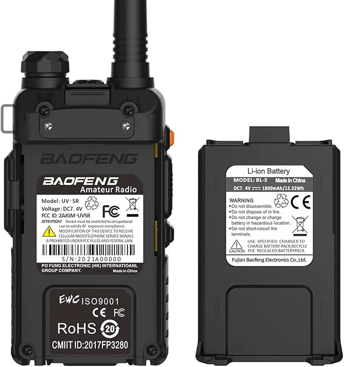 Baofeng UV-5R Dual Band Two Way Radio Handheld Ham Radio Long Range Walkie Talkies Pack of 10 for Adults School Team Management (Black) with 5W High Gain