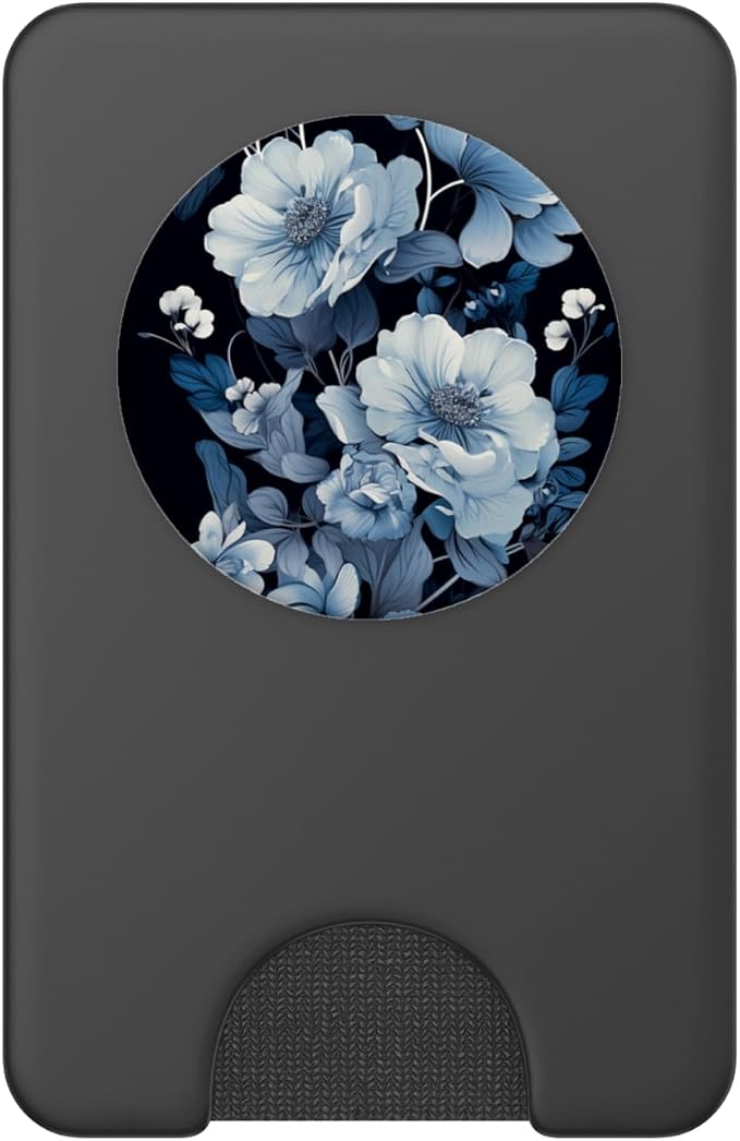 Navy Blue Flowers Florals Pattern Dark Moody Floral PopSockets PopGrip for MagSafe