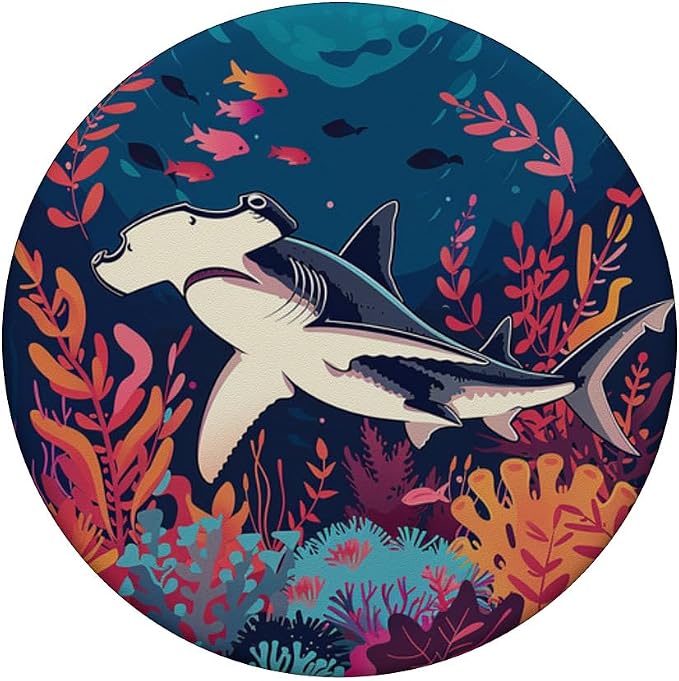 Hammerhead Shark Floral PopSockets Adhesive PopGrip