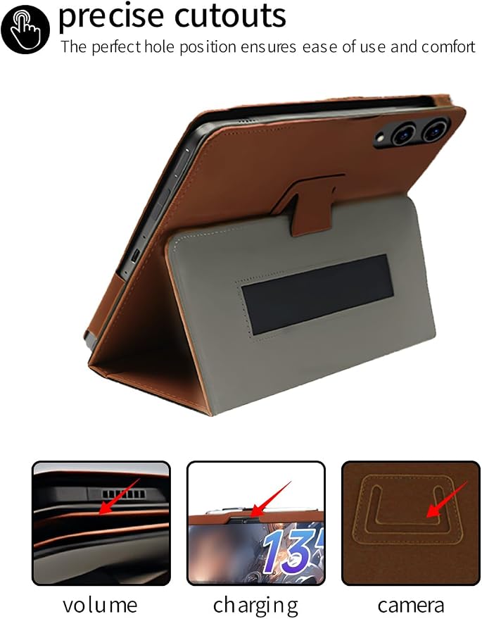 for TECLAST T65 13.4 Inch Android Tablet CaseBOVUGAC Folding Stand Protective Cover with Pencil Holder and Wrist StrapFull Protection Premium PUScratch Resistant(Black)