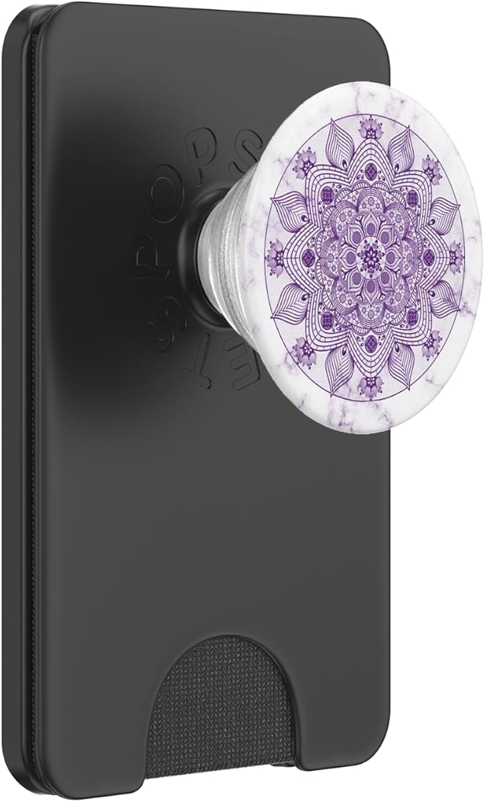 Pretty Feminine Boho Floral Purple &amp White Mandala Flower PopSockets Adhesive PopGrip