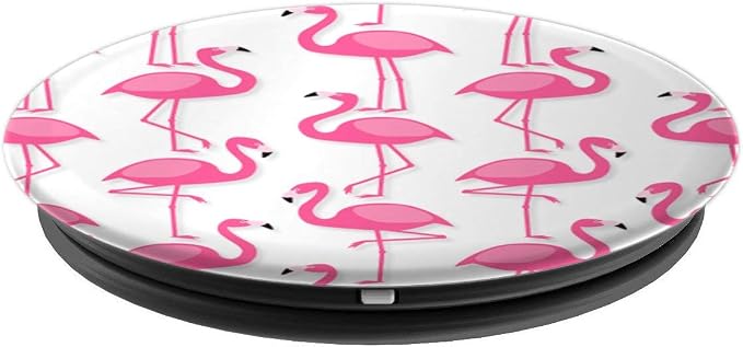 Pink Flamingo Flamenco Party White Background PopSockets Adhesive PopGrip