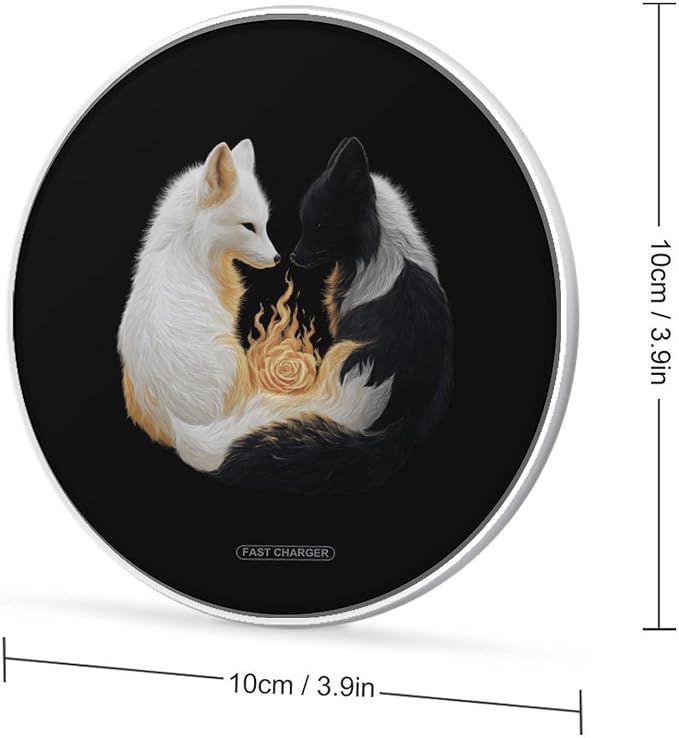 Fox Fire Wireless Charger SlimWireless Charging Pad Anti-Slip Charger Mat for Men Women