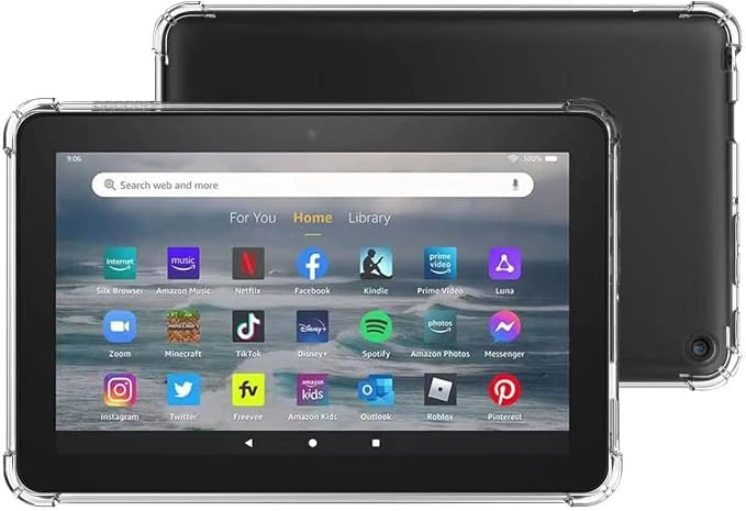 Dteck Clear Back Cover Case for Amazon Kindle Fire 7 Tablet 12th Generation (2022 Release)Ultra Lightweight Slim Shell Durable Silicone Protective Case for Kindle Fire 7 inch Tablet 12th Generation