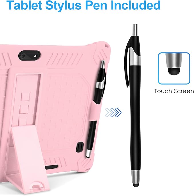 DETUOSI Case for YELLYOUTH 10.1 Tablet Soft Silicone Lightweight Case Compatible with Dragon Touch Notepad K10 ZONKO 10.1 Beyond Tab 10.1 with Stylus Pen and Shoulder Strap Black