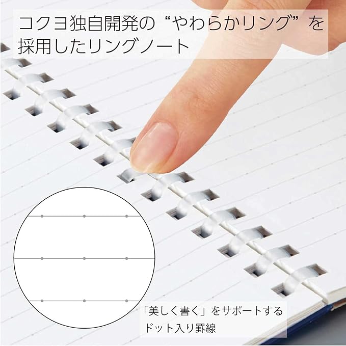 KOKUYO Spiral Lined Notebook, 7.2'' x 5'' Business Journal B6 Soft Ring Notebooks with Dot 6 mm Ruled, 80 Sheets, Dark Gray 1 Subject Notebook, Note Taking for Work. Japan Import (SU-SV348BT-DM)