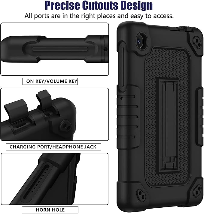 for TCL Tab 8 Plus Tablet CaseShoulder Strap Soft Silicone&ampHard Back Shockproof Protective Case for TCL Tab 8 Plus/TCL Tab 8 LE/TCL Tab 8 WiFi/TCL TAB 8V/TCL Tab 8 SE(Black/Black)