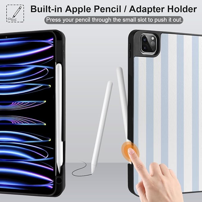 Case for iPad Pro 12.9 inch 6th Generation 2022 Built-in Pencil Holder + Trifold Stand + Auto Wake/Sleep + Protective Cover for iPad Pro 12.9 5th/4th/3rd Gen- Bear