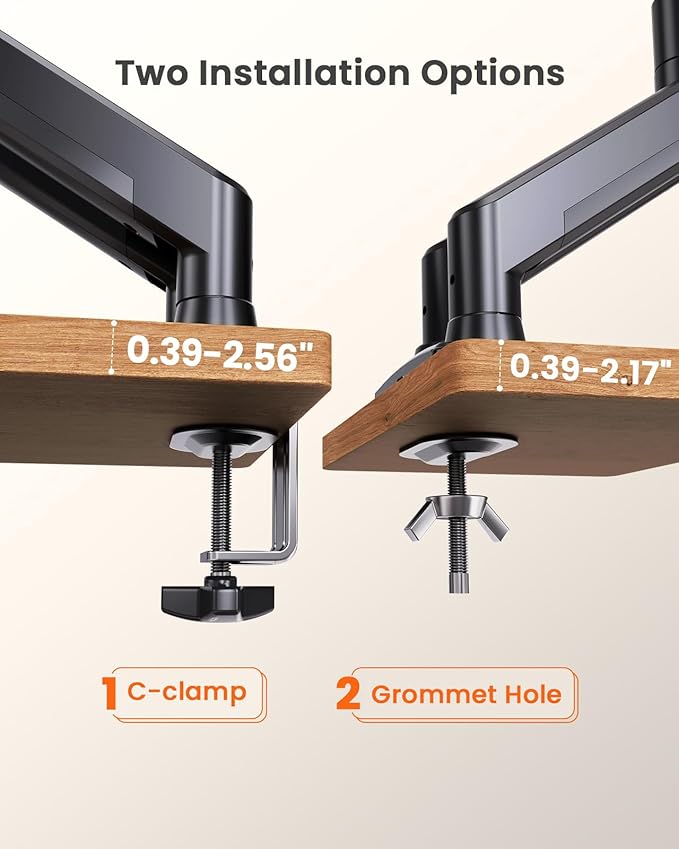 ErGear Dual Monitor Stand up to 32 inches Screen, Load-Bearing Max 22 lbs Each Arm, Adjustable Dual Monitor Mount, Sturdy Steel vesa Monitor Mount with Stable VESA 75x75 100x100mm