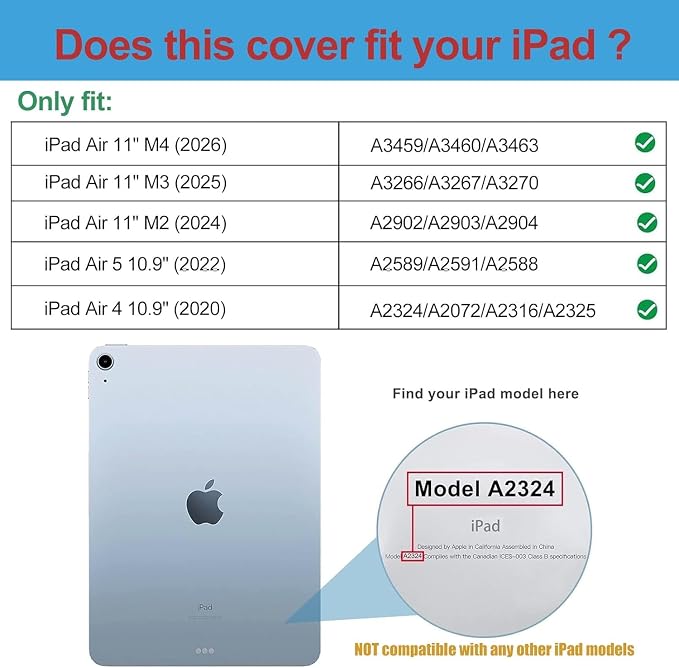 ProCase Smart Case for iPad Air 11-inch M4/M3/M2 &amp Air 10.9 5th/4th Gen | Hard Back Cover with Auto Sleep/Wake Slim Lightweight Case for iPad Air 11 2026/25/24 &amp 10.9 2022/2020-Aqua