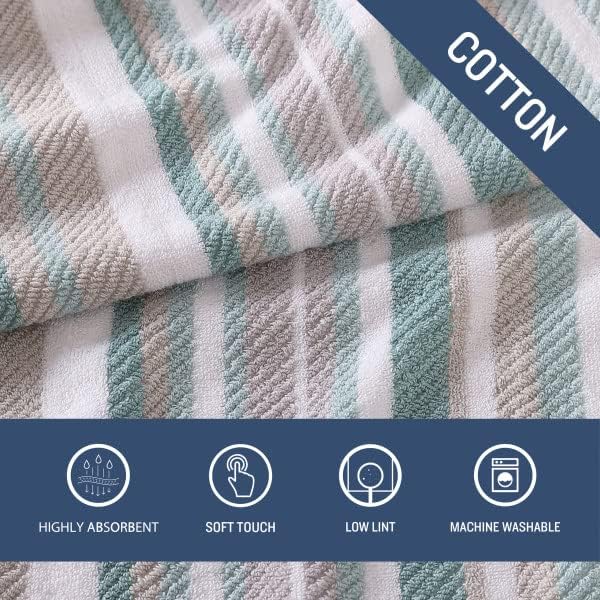 Tommy Bahama - Bath Towels Set, Highly Absorbent Cotton Bathroom Decor, Fade Resistant (Ocean Bay Blue, 3 Piece)