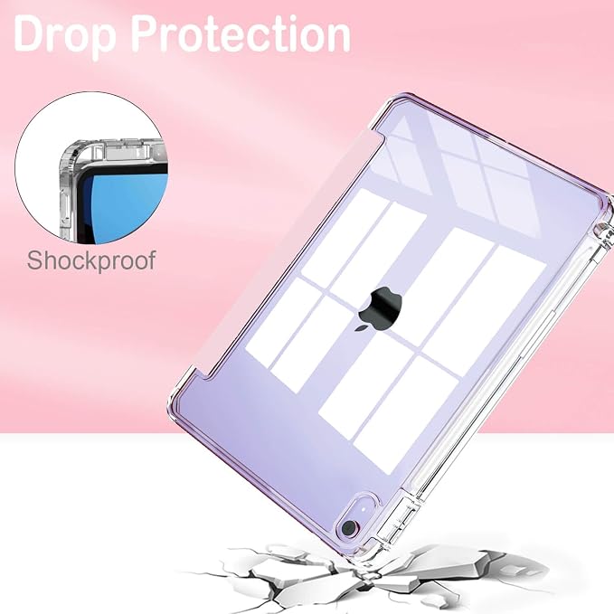 Feams Case for iPad Air 11-inch M4 2026 / M3 2025 / M2 2024 iPad Air 5th/4th Generation 2022/2020 10.9 Inch Y-Fold Standing Case Clear Back with Portrait Stand &amp Pencil Holder Beige Checkered