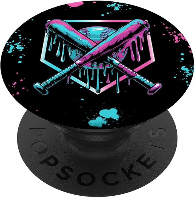 Baseball Ice Cream Drip With Sprinkles Home Plate Youth Boys PopSockets PopWallet for MagSafe
