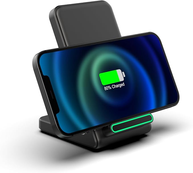 TRON Wireless Fast Charging Stand 15W Induction Charger with LED Light 6FT Cable – Compatible Android S24/S23/S22/S21/S20 Note 20/10 iPhone 17/16/15/14/13/12 (TR66)
