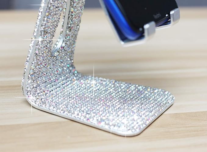 SZ Bling Rhinestone Crystal Adjustable Cell Phone Stand Phone Holder for Desk Phone Desktop Holder Stand Compatible with iPhone IPAD Samsung Smart(Pink)