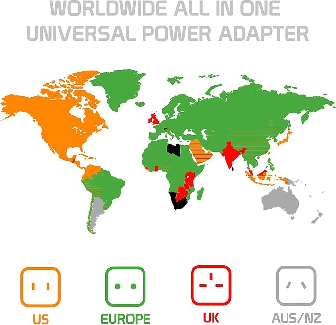 Dual Universal USB Adapter Works for Micromax Canvas Selfie 4 for Worldwide Power and Travel Between US/EU/CN/AUS/NZ/UK